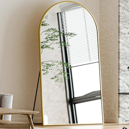 BEAUTYPEAK Arch Mirror Full Length, 76"x34" Wall Mirrors, Oversized Full Body Floor Mirror, Aluminum Alloy Frame for Bedroom, Dressing Room, Gold