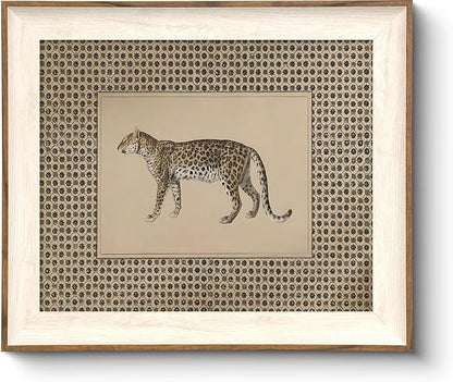 ASTRDECOR Vintage Leopard Framed Wall Art, Cheetah Safari Canvas Print, Wildlife Animal Artwork for Living Room, Bedroom, Neutral Farmhouse Decor 10"x12"