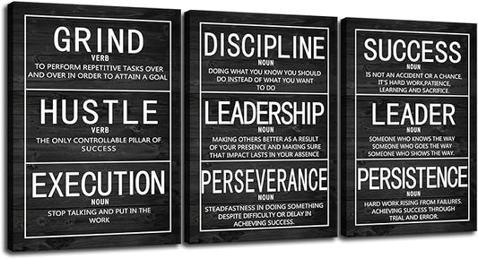 WYJZDZQ8 Inspirational Canvas Wall Art Motivational Poster 3 Pieces Prints Artwork for Living Room Modern Home Decor Inspiring Painting Pictures Stretched and Framed Ready to Hang [60''Wx 28''H]