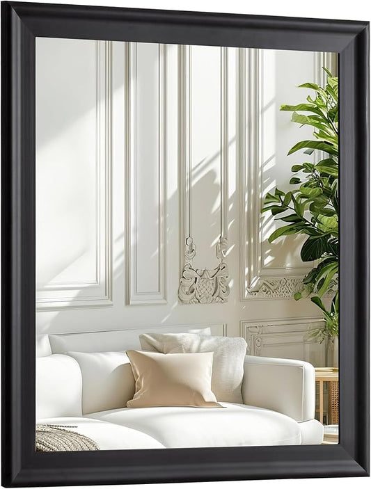 CULER Black Wood Wall Mirror for Bathroom,Rectangle Rustic Large 30 x 36 inch Hanging Vanity Mirrors with Wooden Frame for Living Room,Bedroom,Entryway