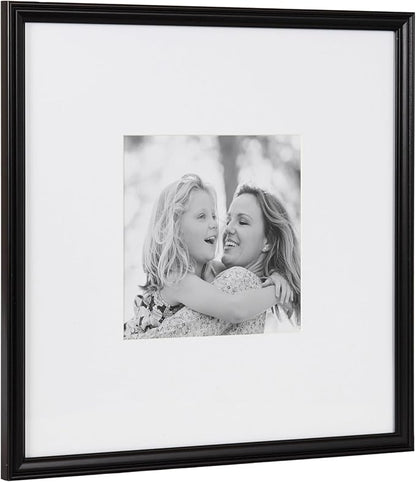 Kate and Laurel Adlynn Square Picture Frame Set of 3; 16 x 16 matted to 8 x 8; Black; Modern Three-Piece Frame Set for Gallery Wall Frame Set in Living Room Wall Decor