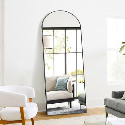 TRAHOME Full Length Arched Mirror, 70"x24" Standing Floor Full Body Mirror for Wall with Aluminum Alloy Frame for Bedroom, Living Room, Dressing Room(Black)