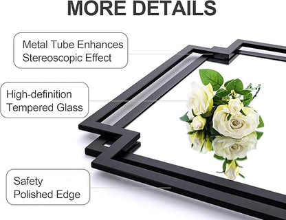 28" x 55" Living Room Mirror for Wall Decor, Large Decorative Mirror with Metal Frame, Modern Black Wall Decor for Bathroom, Entrance, Bedroom, Horizontal or Vertical