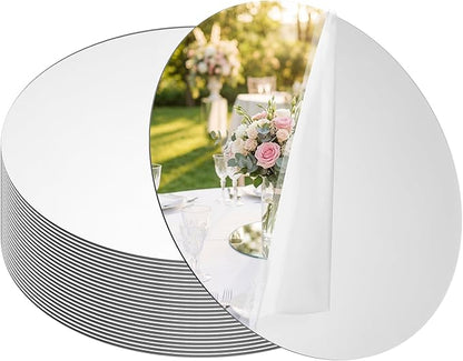 SUREAM Round Mirrors for Centerpieces, 24 Packs 2mm Mirrors for Crafts, Idear for Candles, Wedding, Centerpiece, Baby Shower, Christmas, Party Decor(Round, 8inch)