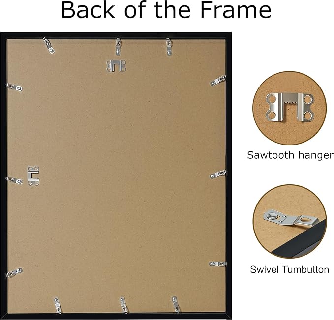 brisafe 16x20 Picture Frames Set of 6, Display Pictures 11x14 with Mat or 16x20 without Mat, Wall Gallery Poster Frames, Mothers Day Gifts, Black