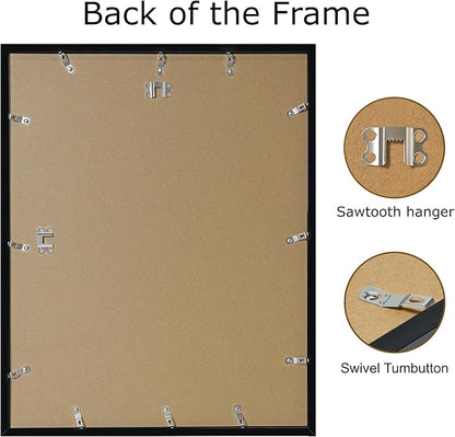 brisafe 16x20 Picture Frames Set of 6, Display Pictures 11x14 with Mat or 16x20 without Mat, Wall Gallery Poster Frames, Mothers Day Gifts, Black