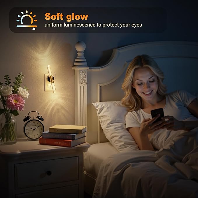 JandCase Night Light Rotating, Night Lights Plug into Wall, 3000K Acrylic Bubble Soft Light with Auto Light Sensor, 0-100LM Adjustable Brightness for Bedroom Bathroom Hallway