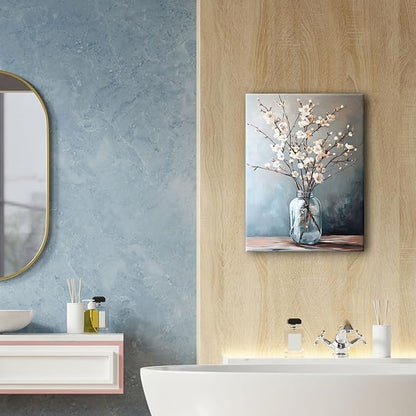 daktenn Floral Canvas Wall Art Bathroom Wall Art Pictures Wall Decor Home Decor Wall Decor for Bedroom Livingroom 12x16 Inches