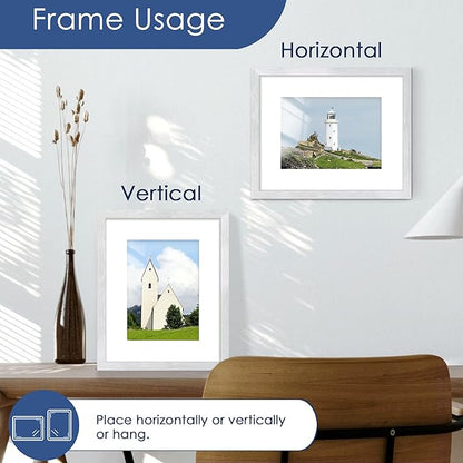 PEALSN 8x10 Picture Frame Set of 6, Display Pictures 5x7 with Mat or 8x10 without Mat for Wall Mounting or Table Top Display, Photo Frames Collage for Wall Decor, Silver.