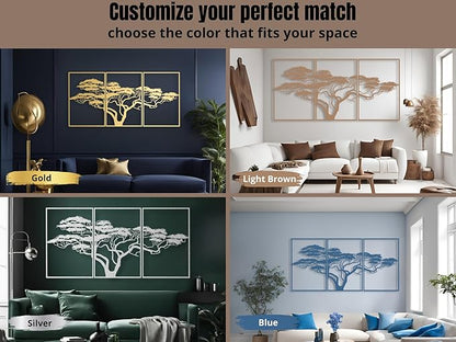Vailla Tree of Life Wall Art Decor Set of 3 Wall Hanging Sculpture Modern Wall Home Decoration 3D Textured Sculptures for Living Room Bedroom Office Dinnig Room 3 Panels Family Tree Wall Hangings