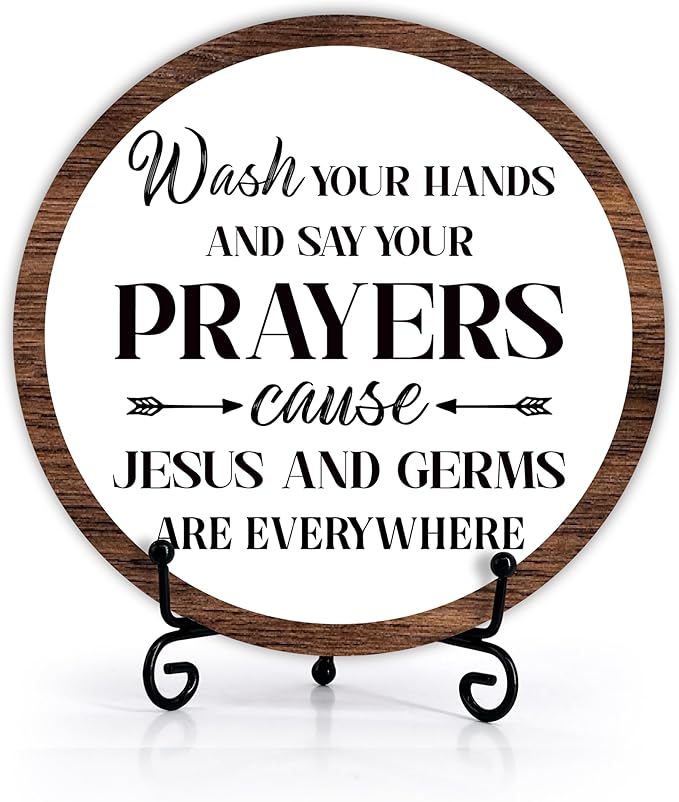 Funny Bathroom Decor, Wash Your Hands Sign, Modern Farmhouse Bathroom Decor, Hand Washing Signs For Home, Restroom Decor Plaque With Stand, Half Bath Decor, Farmhouse Rustic Bathroom Decor-40