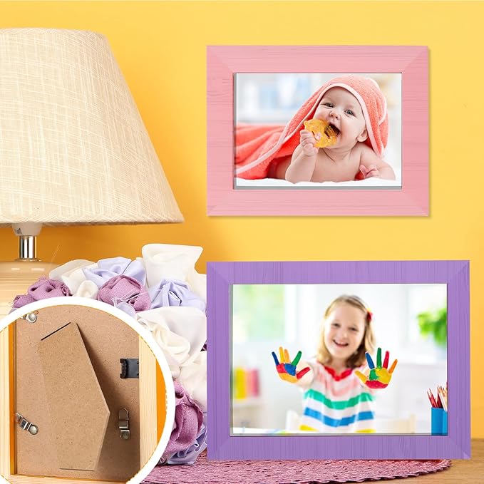 Namalu 12 Pcs Picture Frames Collage Colorful Wall Decor Wood Photo Frames Gallery Wall Pictures Frame Collage Set Art Frames for Kids Art Artwork Wall Tabletop Display, 3 Size