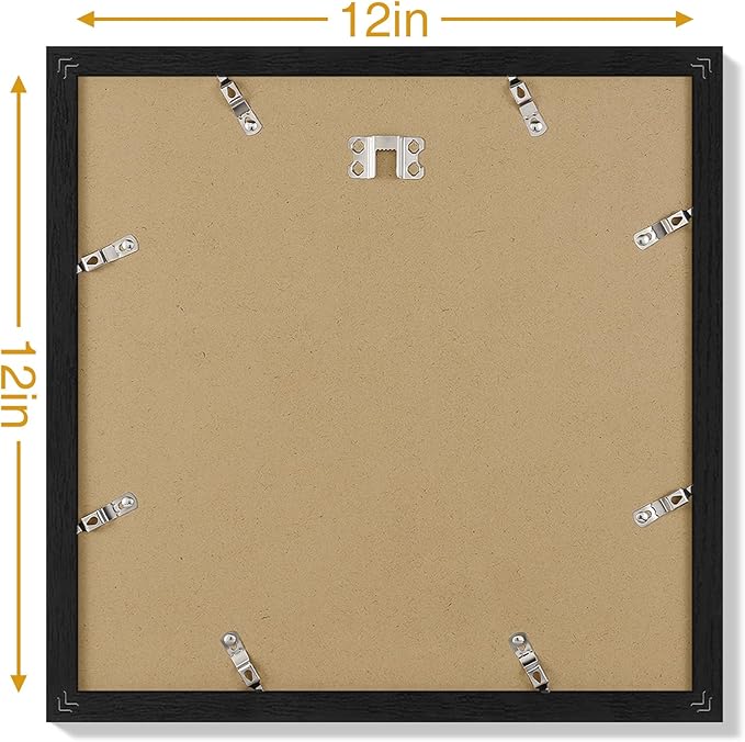 Vittanly 12x12 Picture Frames Set of 9, Display 8x8 Pictures with Mat or 12x12 without Mat, Photo Frames for Wall Mount, Engineered Wood, Black&Brown&Dark Grey