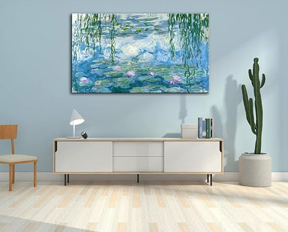 Claude Monet Canvas Wall Art - Water Lilies Classic Artwork Picture Print with Framed Painting for Home Office Wall Decor-16" x24"