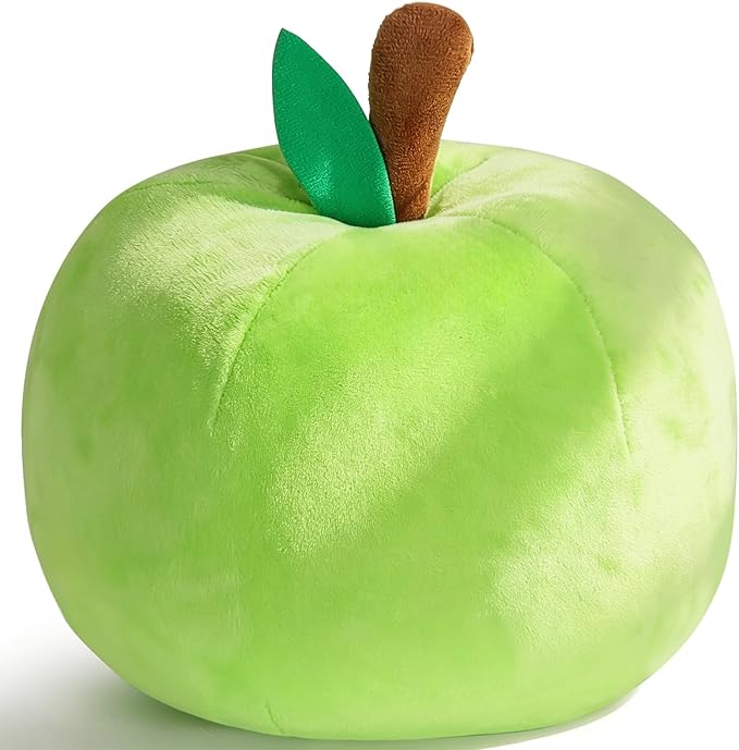 LANPU Cute Apple Shaped Plush Pillow – Soft Fruit Cushion for Couch, Sofa, or Bed, Adorable Decorative Throw Pillow for Room, Living Room & Home Decor (8 Inch,Green)