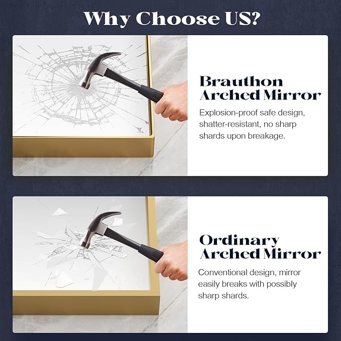 Gold Arched Bathroom Mirrors Pair, 2-Pack 22x30 Inch Metal Framed Arch Vanity Mirrors for Over Sink, Living Room Bedroom Mantel Entryway Hallways