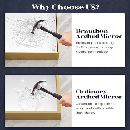 Gold Arched Bathroom Mirrors Pair, 2-Pack 22x30 Inch Metal Framed Arch Vanity Mirrors for Over Sink, Living Room Bedroom Mantel Entryway Hallways
