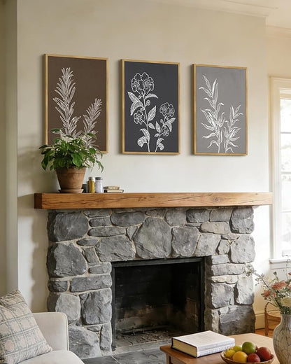 Drsoum Botanical Boho Vintage Flower Wall Art Framed Retro Floral Prints Wildflower Neutral Rustic Bohemain Artwork Kitchen Living Room Ready to Hang 16x24in Natural Framed