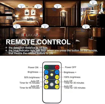 HAMVIDNE LED Spotlight, Battery Operated Picture Lights, Uplighting Indoor, Puck Lights with 2 Remote, Dimmable Spot Up Light for Wall Display Dartboard Painting Artwork Accent