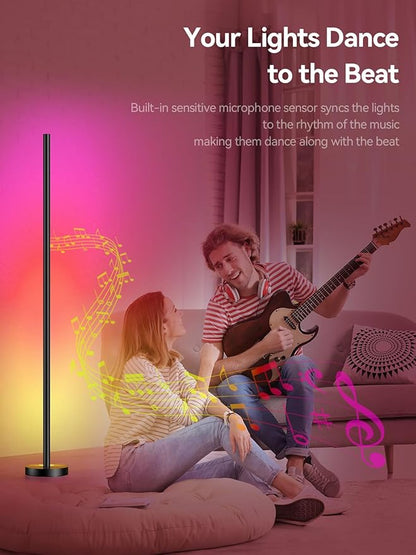 OIYN Smart RGBICW LED Corner Floor Lamp 2 Pack - 16 Million DIY Colors, 68+ Scenes, Music Sync, App & Remote Control, Color-Changing Ambient Lighting for Living Rooms, Bedrooms, and Gaming Rooms