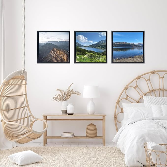 JCJMY 10x10 Picture Frame Set of 6 Black for Wall Hanging, Wall Mounting Horizontally or Vertically, 10 x 10 Square Wall Gallery Poster Photo Frame with Shatter Resistant Plexiglass,6 Pack, Black