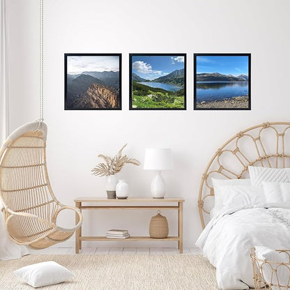 JCJMY 10x10 Picture Frame Set of 6 Black for Wall Hanging, Wall Mounting Horizontally or Vertically, 10 x 10 Square Wall Gallery Poster Photo Frame with Shatter Resistant Plexiglass,6 Pack, Black