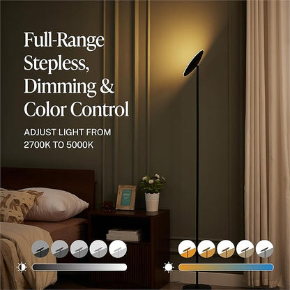 LED Torchiere Floor Lamp, 3200LM, 71" Tall Modern Torchiere Lamp in Golden Brass, Stepless Dimming, Remote & Touch Control, Super Bright Light for Living Room and Bedroom, Heavy Stable Base