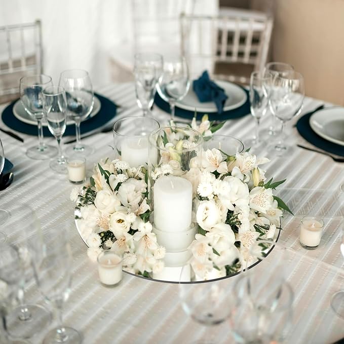 12PCS Small Round Mirrors, 6" Circle Mirror Centerpieces, Acrylic Wall Mount Mirrors, Wedding & Christmas Decorations