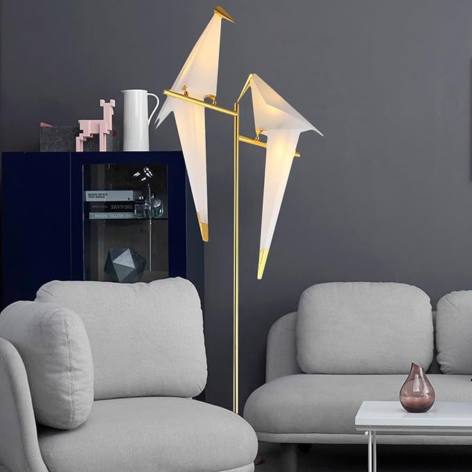 Bird Floor Lamp, 68" Bird Lamp Modern Gold Origami Swing Crane Floor Pendant Light Fixtures for Bedroom Dining Living Room
