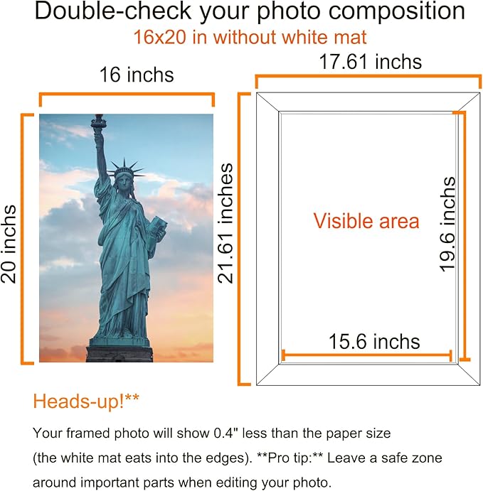 SESEAT 16x20 Picture Frame Black Set of 6, Display Pictures 16x20 Without Mat for Wall Mounting, Wall Gallery Poster Frames