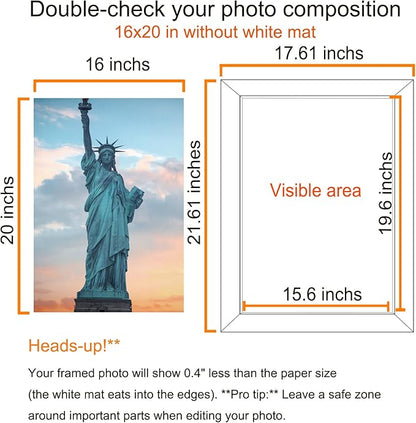 SESEAT 16x20 Picture Frame Black Set of 6, Display Pictures 16x20 Without Mat for Wall Mounting, Wall Gallery Poster Frames