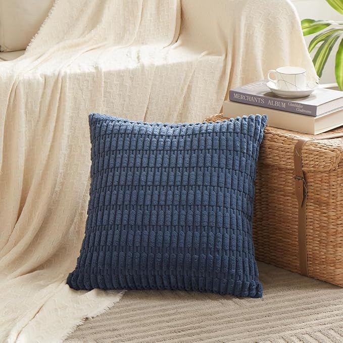 Fancy Homi 4 Packs Decorative Throw Pillow Covers for Living Room Couch Bed, Modern Farmhouse Boho Home Décor Accent Cushion Case, 26" x 26", Dusty Blue