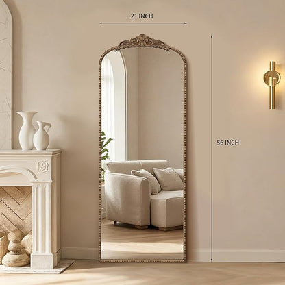 Micasso Gold Full Length Mirror: 21''x56'' Baroque Antique Floor Long Body Mirror - Traditional Ornate Vintage Mirrors for Wall/Dressing Room/Bedroom/Entryway/Hallway - Home Decor for Living Room