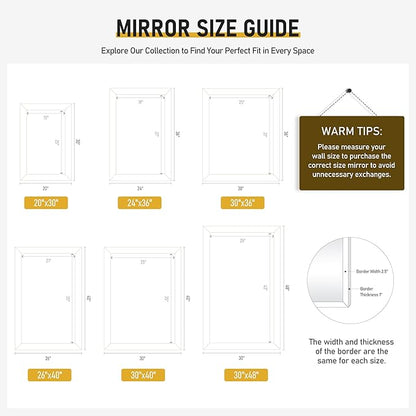 CULER Rustic Wood Wall Mirror for Bathroom,Rectangle Large 30 x 40 inch Hanging Vanity Black Mirrors with Wooden Frame for Living Room,Bedroom,Entryway(Dark Walnut)