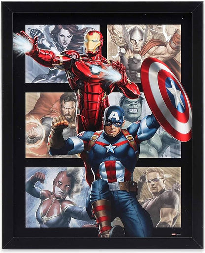 Marvel Avengers Framed Wood Wall Decor - Featuring Captain America, Iron Man and More - Classic Marvel Avengers Wall Art