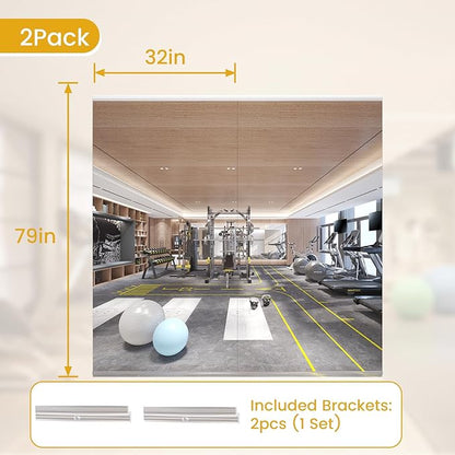 79X32 2Pack Large Home Gym Mirror, Frameless Tempered Glass Dance Wall Mounted Mirror for Home, Yoga, Dancing, Studio, Living Room