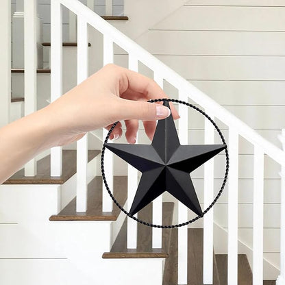 JoyEvy 6.5" Black Metal Barn Star Wall Décor - Wall Art for Farmhouse, Western, Rustic Homes - Outside or Inside of House Decorations