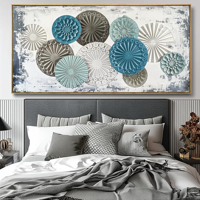 Wall Art Colorful Floral Rustic Wall Decor Canvas Painting Abstract Wall Art for Bedroom Living Room Dining Room Home Office Decor 24"x48" with Framed