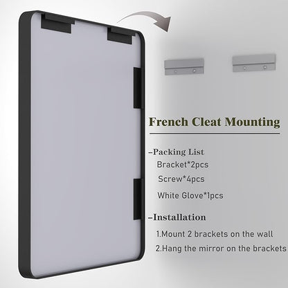 30x36 Black Bathroom Mirror, Black Matte Metal Framed Vanity Mirror, Rounded Rectangle Mirror, Anti-Rust, Shatterproof (Horizontal/Vertical)