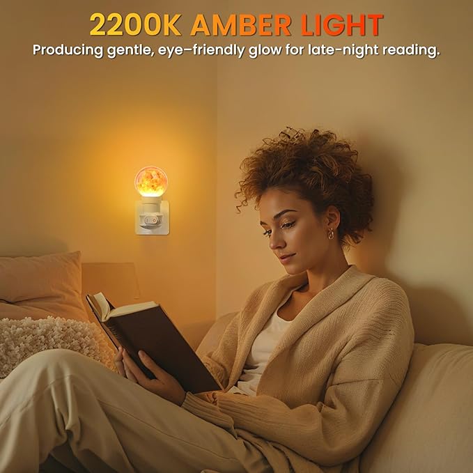 Lustaled 3W LED Salt Lamp Light Bulbs E26 LED Bulb 2200K Warm Amber Light Bulbs, G45 Himalayan Salt Light Bulb, Non-dimmable Night Light Bulbs for Mood Decorative Lighting,Living Room,Bedroom -2pack
