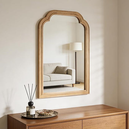Wood Framed Bathroom Mirror for Wall, 20X30 Inch Rustic Wood Frame Wall Mirrors Decorative for Living Room, Vanity, Bedroom, Entryway and Farmhouse, Tempered Glass, Shatterproof
