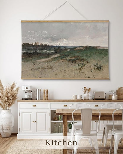 InSimSea 36x54 Large Canvas Scroll Christian Wall Art, Bible Verse Wilderness Grass Landscape Religious Decor, Inspirational Oil Painting for Living Room, Prayer Room, Church
