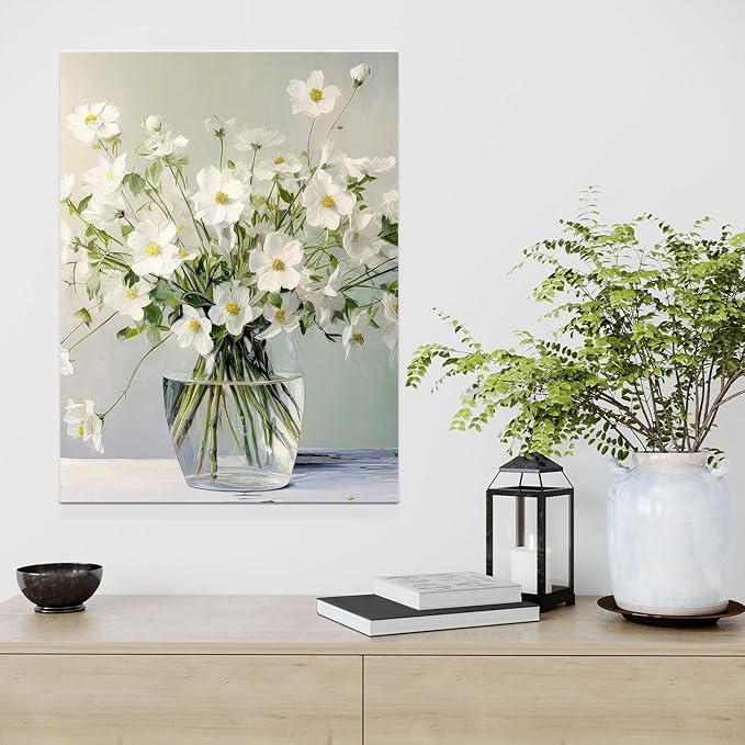 daktenn Floral Canvas Wall Art Bathroom Wall Art Pictures Wall Decor Home Decor Wall Decor for Bedroom Livingroom 24x32 Inches