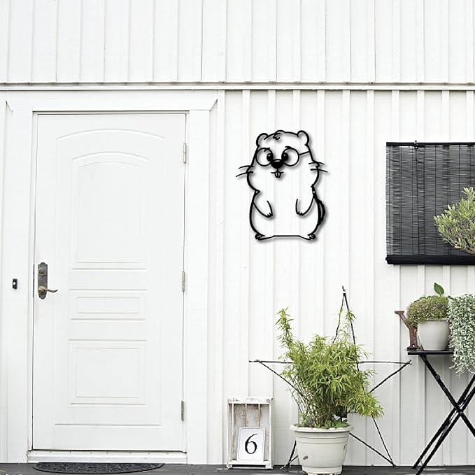 CREATCABIN Black Metal Animal Wall Decor Groundhog Day Sign Black Iron Rustic Animals Groundhogs Art Decoration Signs Cutout for Happy Groundhog Day Party Home Office Living Room 11.8 x 9.8 Inch