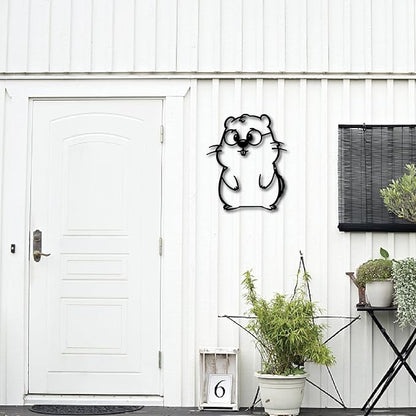 CREATCABIN Black Metal Animal Wall Decor Groundhog Day Sign Black Iron Rustic Animals Groundhogs Art Decoration Signs Cutout for Happy Groundhog Day Party Home Office Living Room 11.8 x 9.8 Inch