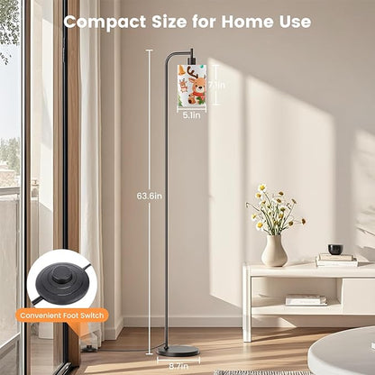 SIBRILLE Kids Floor Lamp with Linen Shade, Dimmable Tall Standing Lamp with Remote Control & 3 Color Temperatures, Modern Floor Lamps for Living Room Bedroom Kids Room, 9W LED Bulb Included