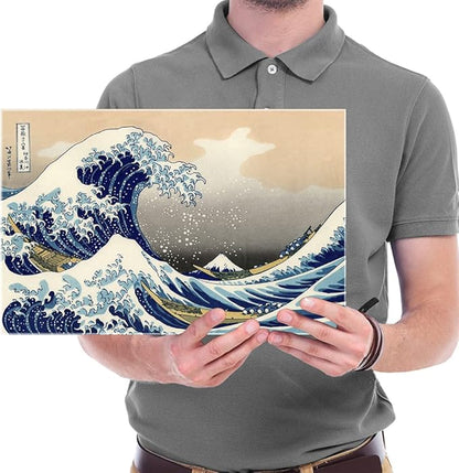 Wieco Art Canvas Prints Wall Art Ocean Beach Picture Paintings for Home Office Decorations Wall Decor Great Wave of Kanagawa Katsushika Hokusai Modern Stretched and Framed Landscape Sea Artwork