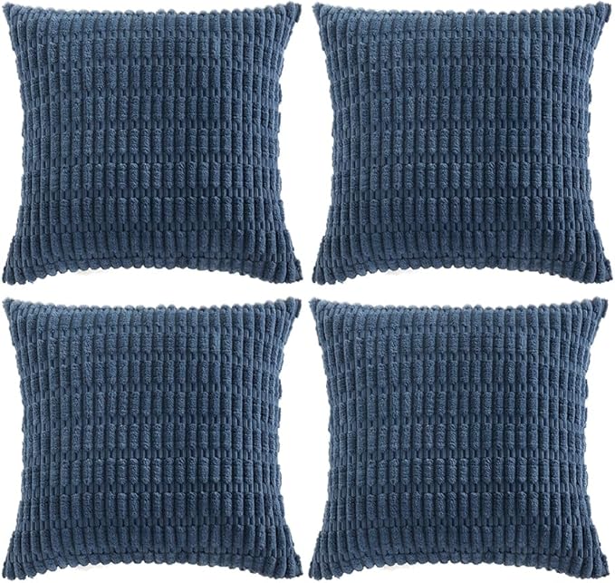 Fancy Homi 4 Packs Decorative Throw Pillow Covers for Living Room Couch Bed, Modern Farmhouse Boho Home Décor Accent Cushion Case, 16" x 16", Dusty Blue
