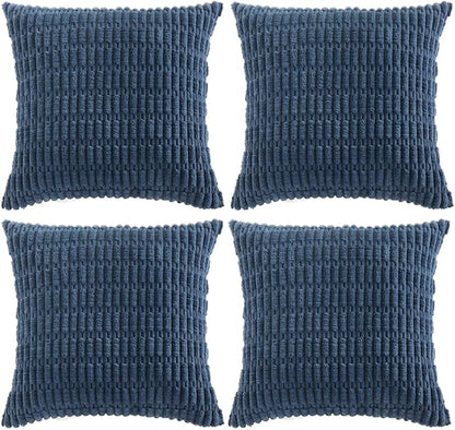 Fancy Homi 4 Packs Decorative Throw Pillow Covers for Living Room Couch Bed, Modern Farmhouse Boho Home Décor Accent Cushion Case, 16" x 16", Dusty Blue