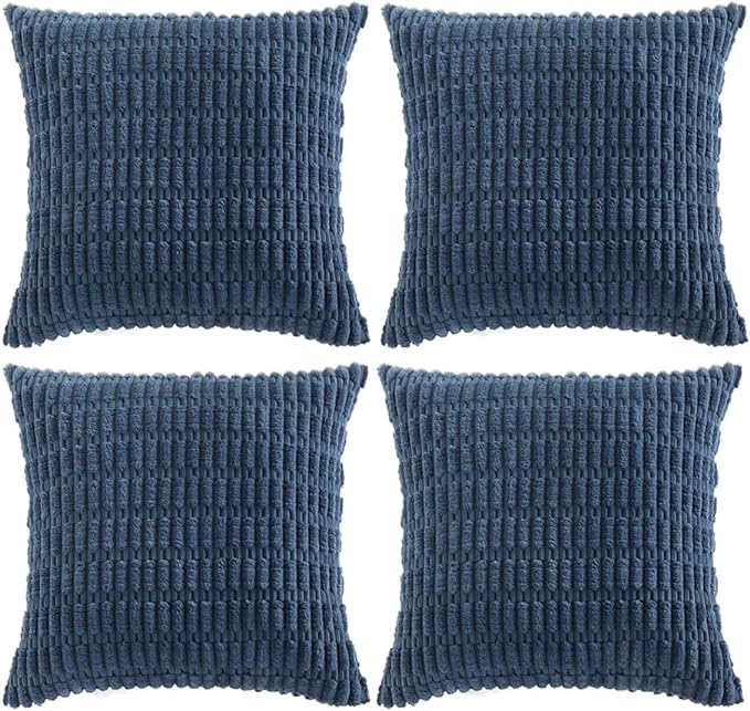 Fancy Homi 4 Packs Decorative Throw Pillow Covers for Living Room Couch Bed, Modern Farmhouse Boho Home Décor Accent Cushion Case, 24" x 24", Dusty Blue